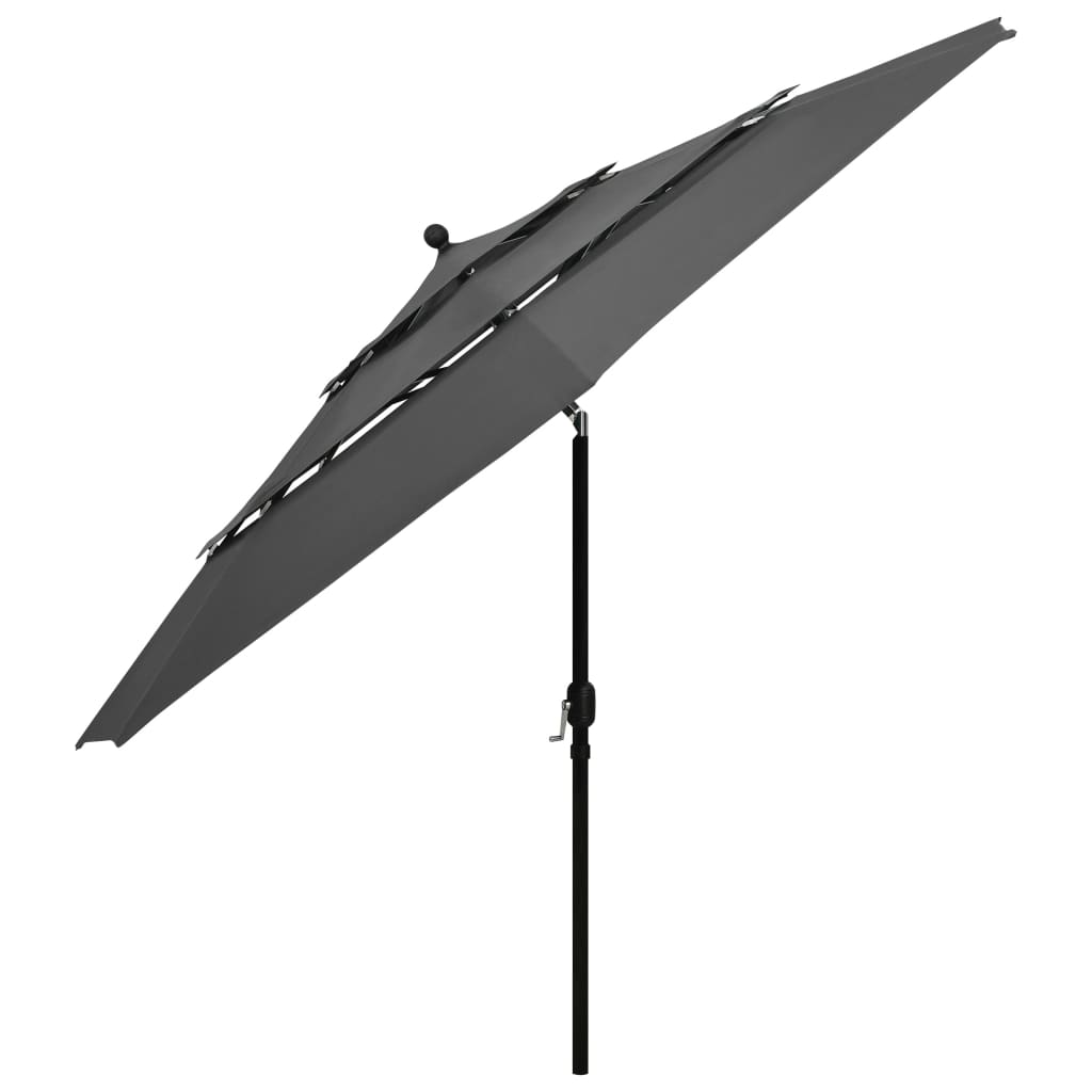 Ombrellone a 3 Livelli con Palo in Alluminio Antracite 3,5 m | homemem39