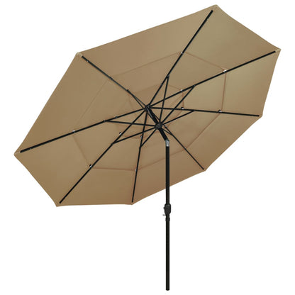 Ombrellone a 3 Livelli con Palo in Alluminio Grigio Talpa 3,5 m | homemem39