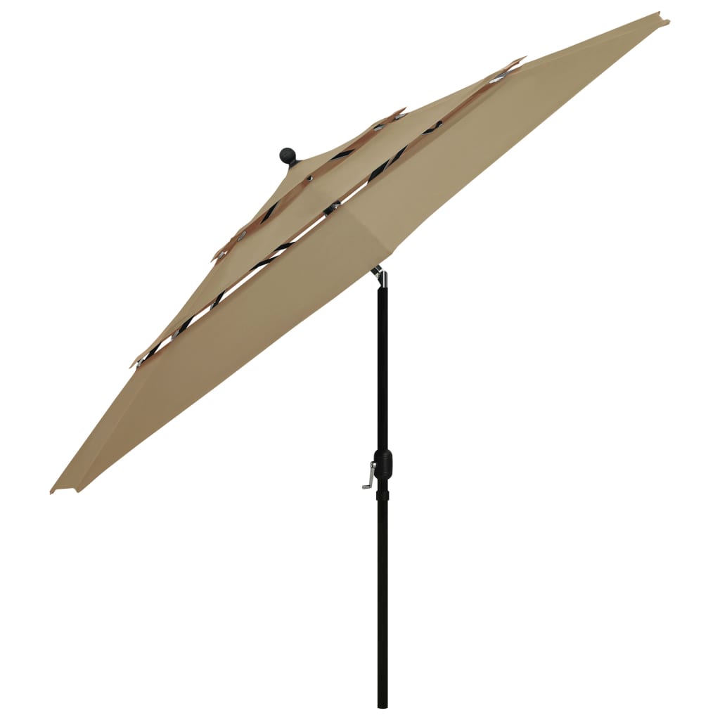 Ombrellone a 3 Livelli con Palo in Alluminio Grigio Talpa 3,5 m | homemem39