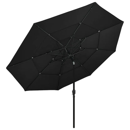 Ombrellone a Sbalzo 3 Livelli Palo Alluminio 3,5 m Nero | homemem39