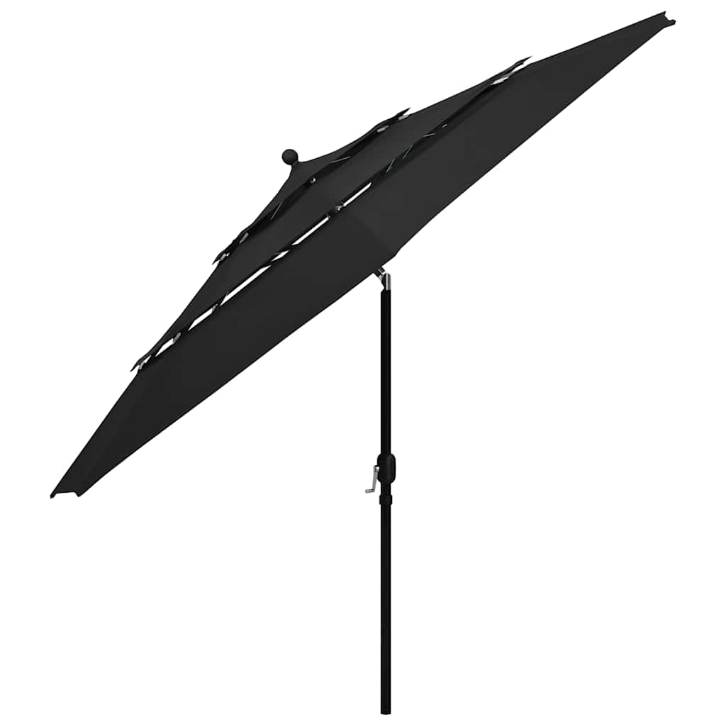 Ombrellone a Sbalzo 3 Livelli Palo Alluminio 3,5 m Nero | homemem39
