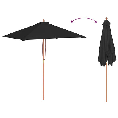 Ombrellone da Giardino con Palo in Legno 150x200 cm Nero | homemem39
