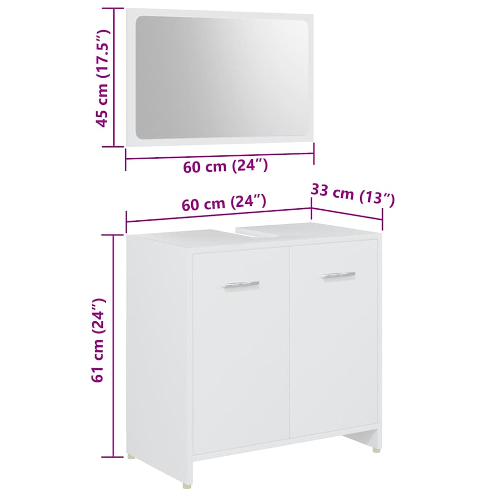 Set Mobili da Bagno 4 pz Bianco in Legno Multistrato