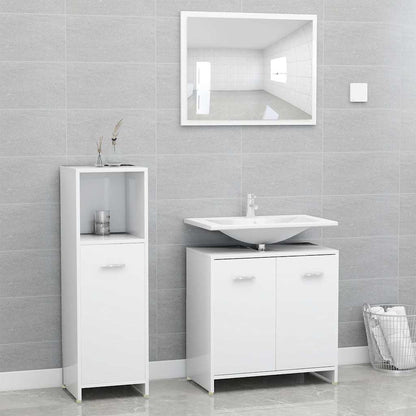 Set Mobili da Bagno 4 pz Bianco in Legno Multistrato