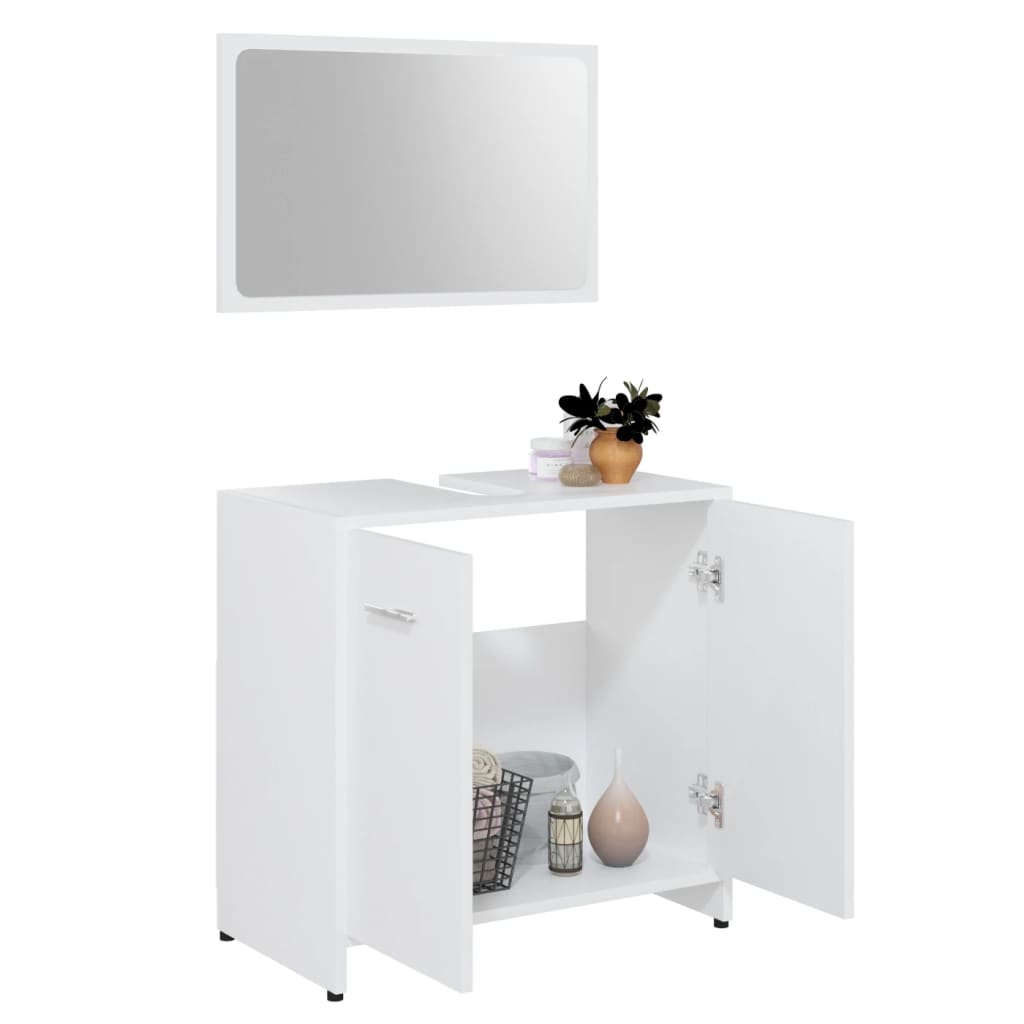 Set Mobili da Bagno 3 pz Bianco in Truciolato | homemem39