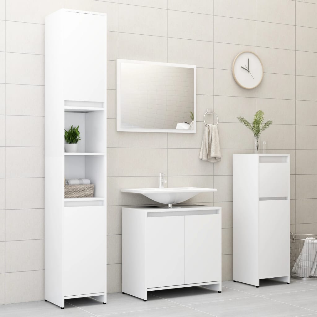 Set Mobili da Bagno 3 pz Bianco in Truciolato | homemem39