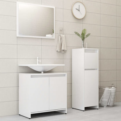 Set Mobili da Bagno 3 pz Bianco in Truciolato | homemem39