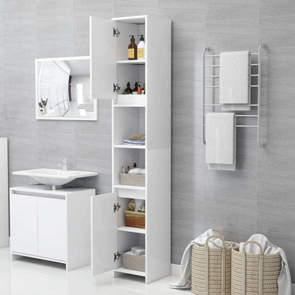 Set Mobili da Bagno 3 pz Bianco in Truciolato