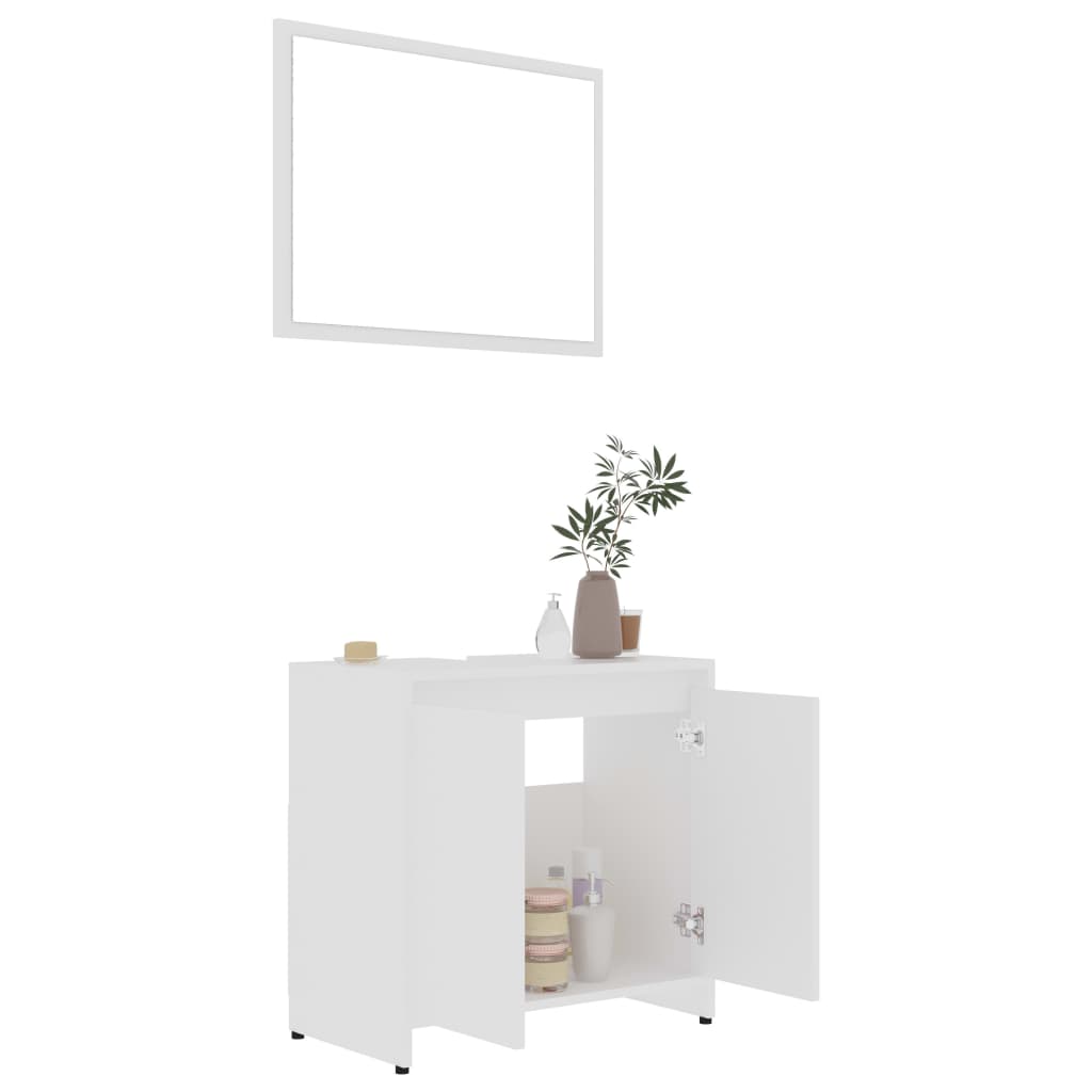 Set Mobili da Bagno 3 pz Bianco in Truciolato | homemem39