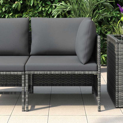 Divano ad Angolo Modulare con Cuscini in Polyrattan Grigio
