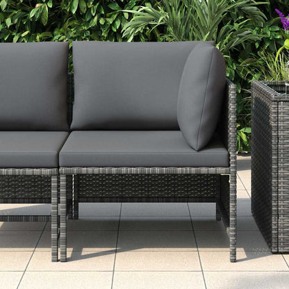 Divano ad Angolo Modulare con Cuscini in Polyrattan Grigio