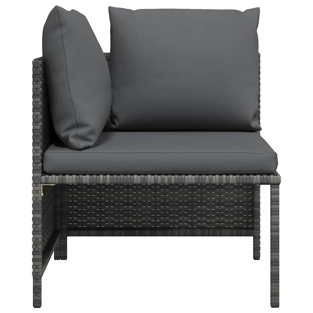Divano ad Angolo Modulare con Cuscini in Polyrattan Grigio | homemem39