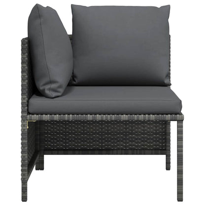 Divano ad Angolo Modulare con Cuscini in Polyrattan Grigio