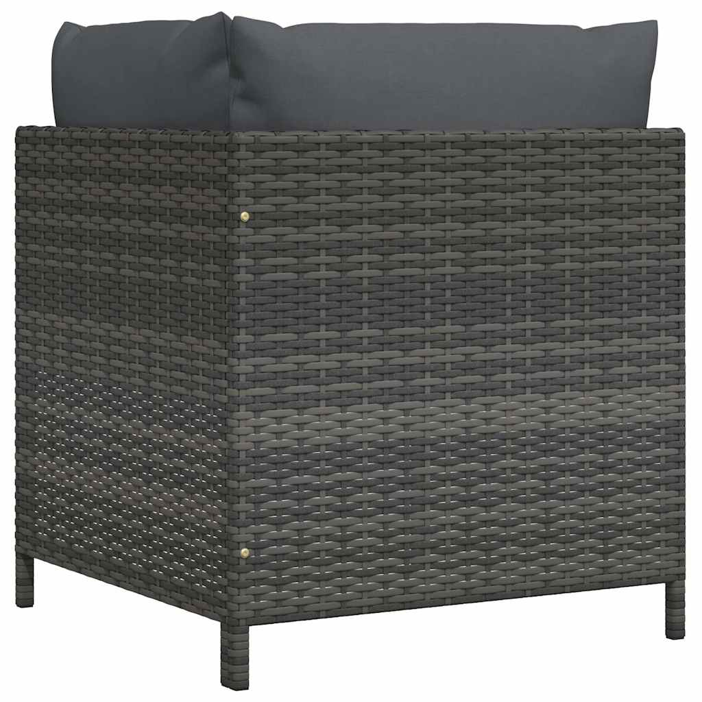 Divano ad Angolo Modulare con Cuscini in Polyrattan Grigio