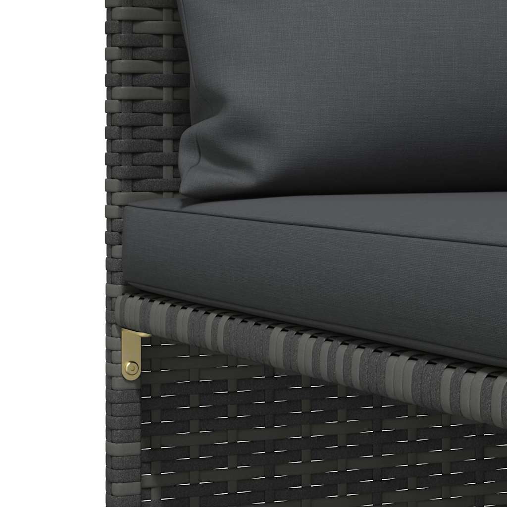 Divano ad Angolo Modulare con Cuscini in Polyrattan Grigio