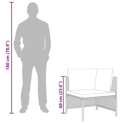 Divano ad Angolo Modulare con Cuscini in Polyrattan Grigio