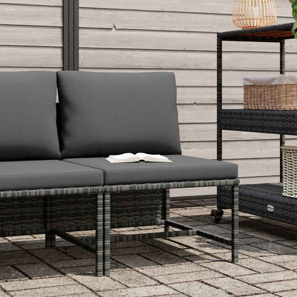 Divano Centrale Modulare con Cuscini in Polyrattan Grigio - homemem39