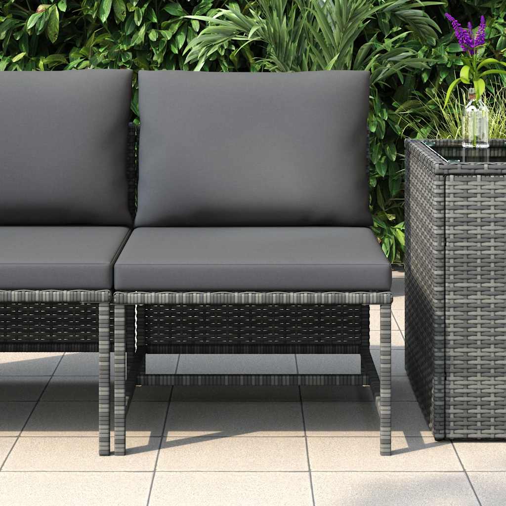 Divano Centrale Modulare con Cuscini in Polyrattan Grigio - homemem39
