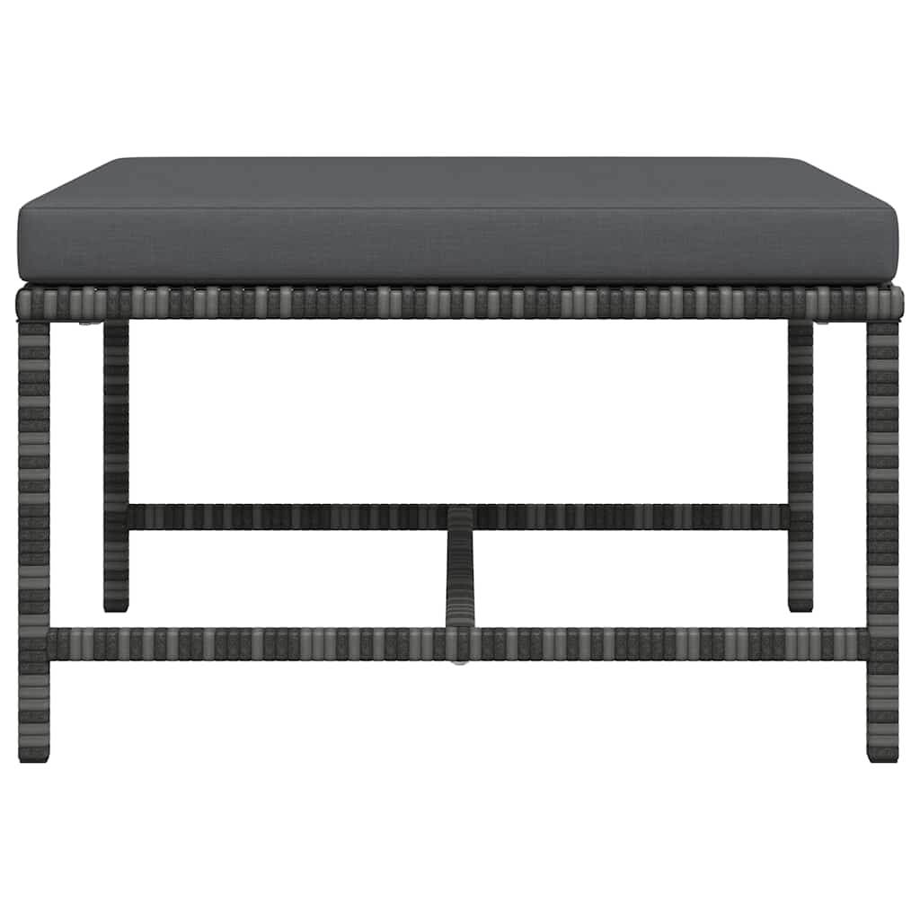 Poggiapiedi Modulare con Cuscino in Polyrattan Grigio