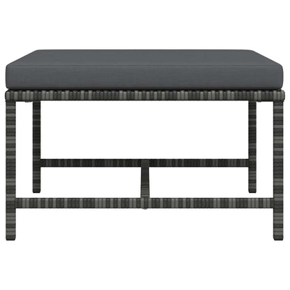 Poggiapiedi Modulare con Cuscino in Polyrattan Grigio