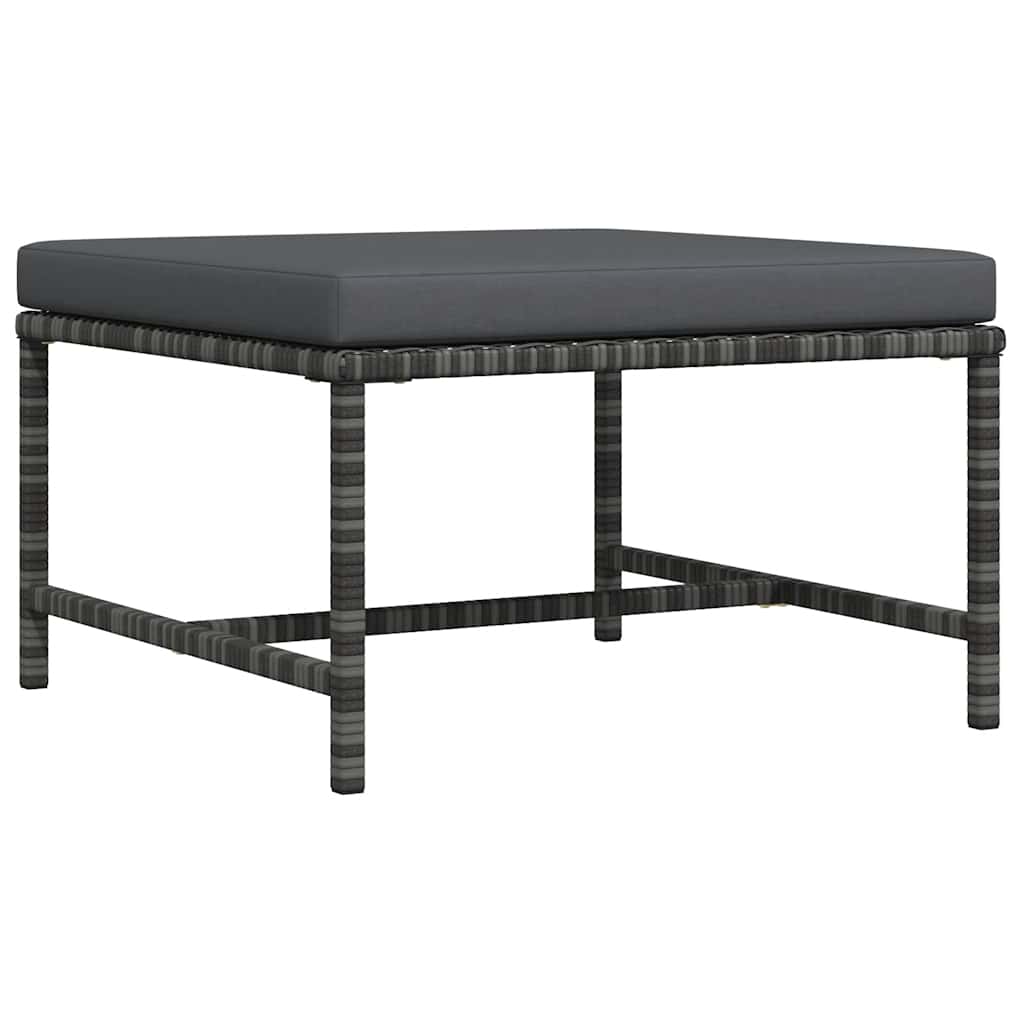 Poggiapiedi Modulare con Cuscino in Polyrattan Grigio