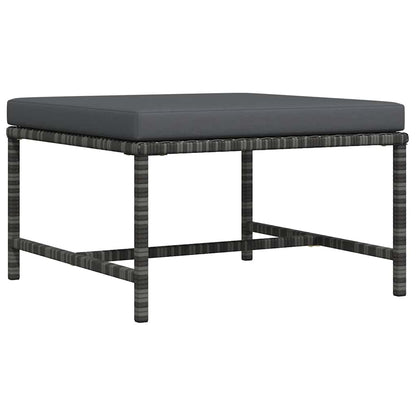 Poggiapiedi Modulare con Cuscino in Polyrattan Grigio