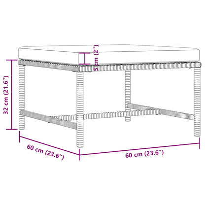 Poggiapiedi Modulare con Cuscino in Polyrattan Grigio