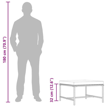 Poggiapiedi Modulare con Cuscino in Polyrattan Grigio