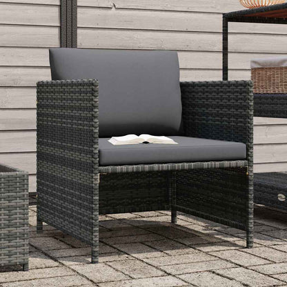 Divano da Giardino con Cuscini Grigio in Polyrattan