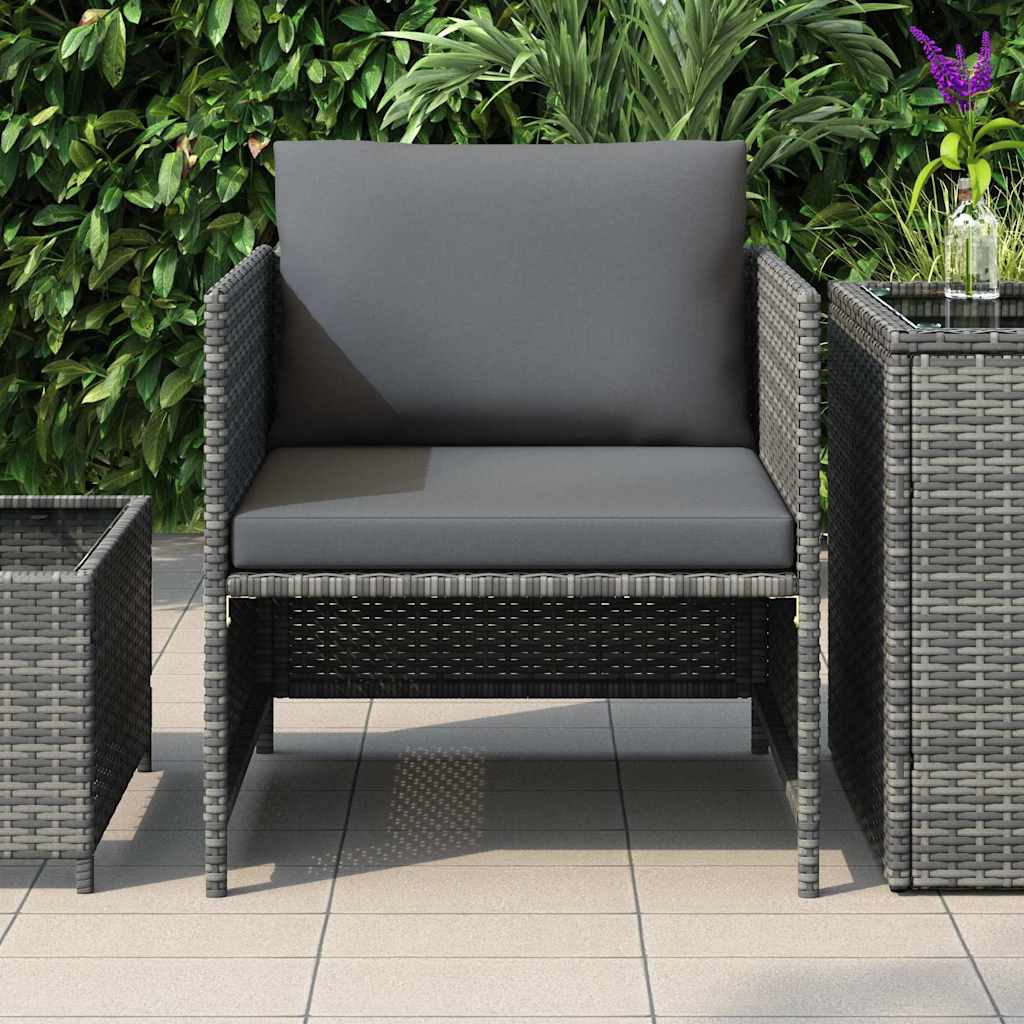 Divano da Giardino con Cuscini Grigio in Polyrattan