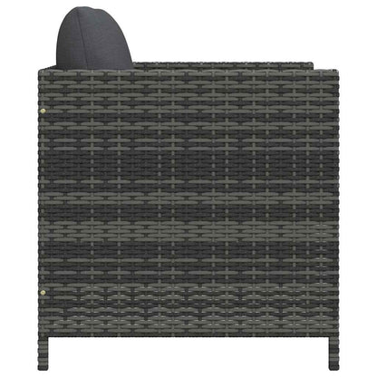 Divano da Giardino con Cuscini Grigio in Polyrattan