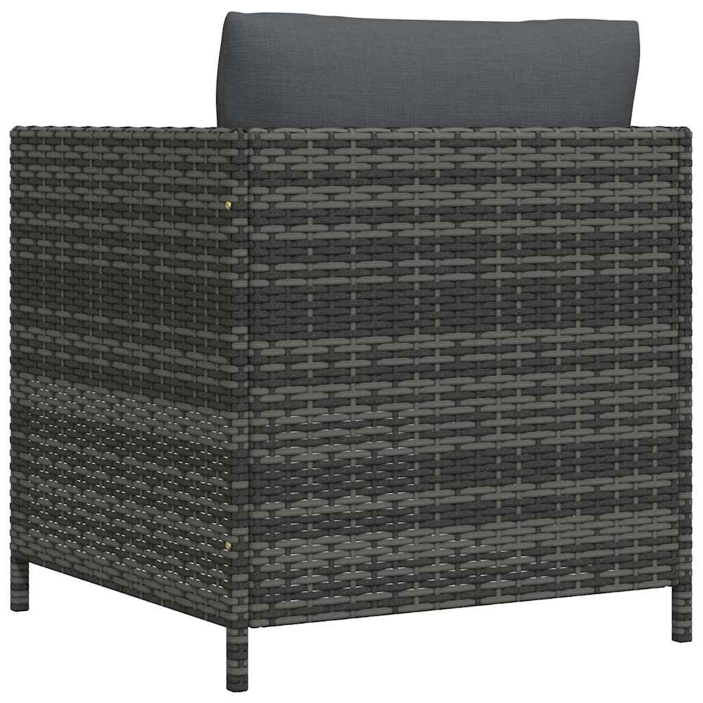 Divano da Giardino con Cuscini Grigio in Polyrattan