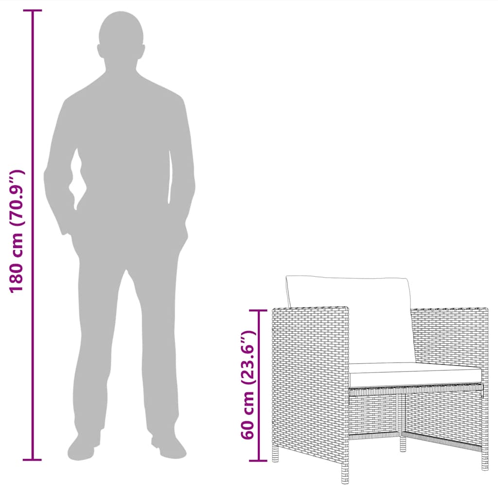 Divano da Giardino con Cuscini Grigio in Polyrattan - homemem39