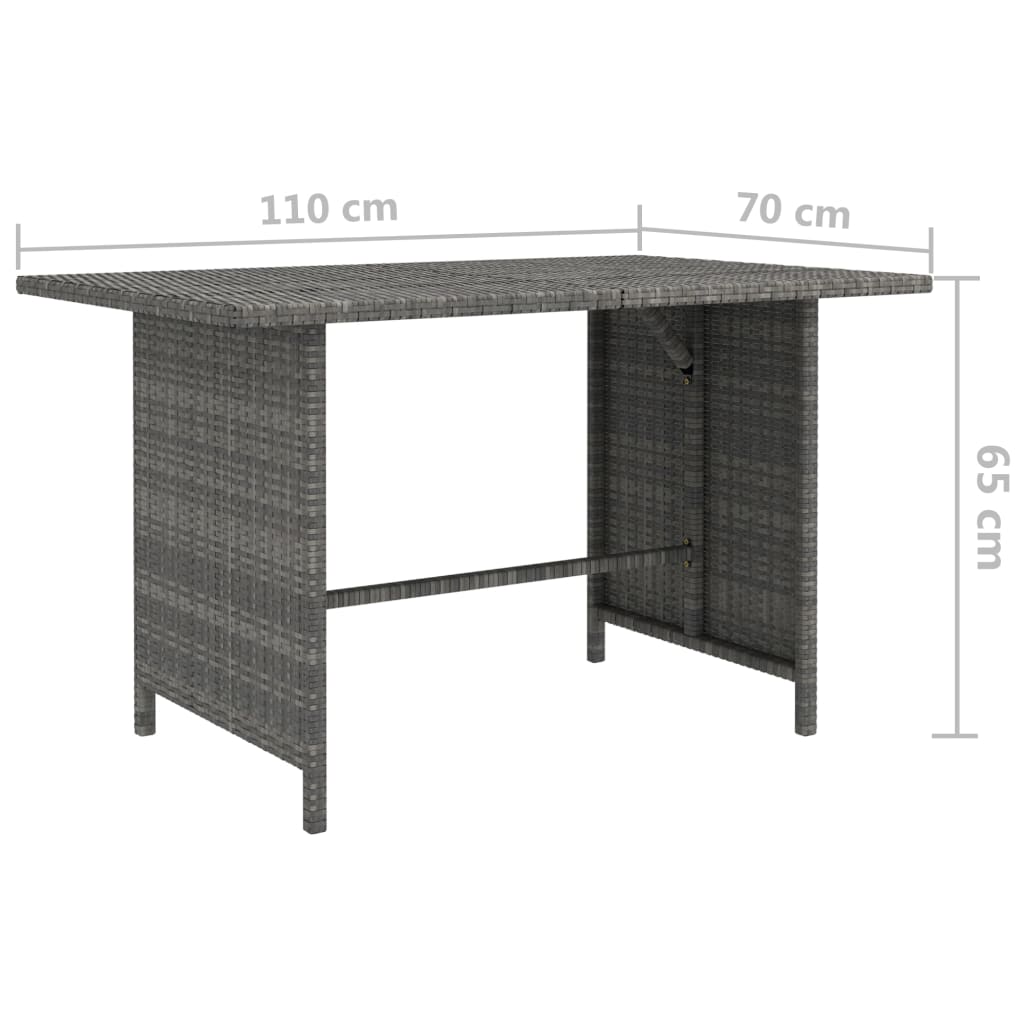 Tavolo da Pranzo da Giardino Grigio 110x70x65 cm in Polyrattan - homemem39