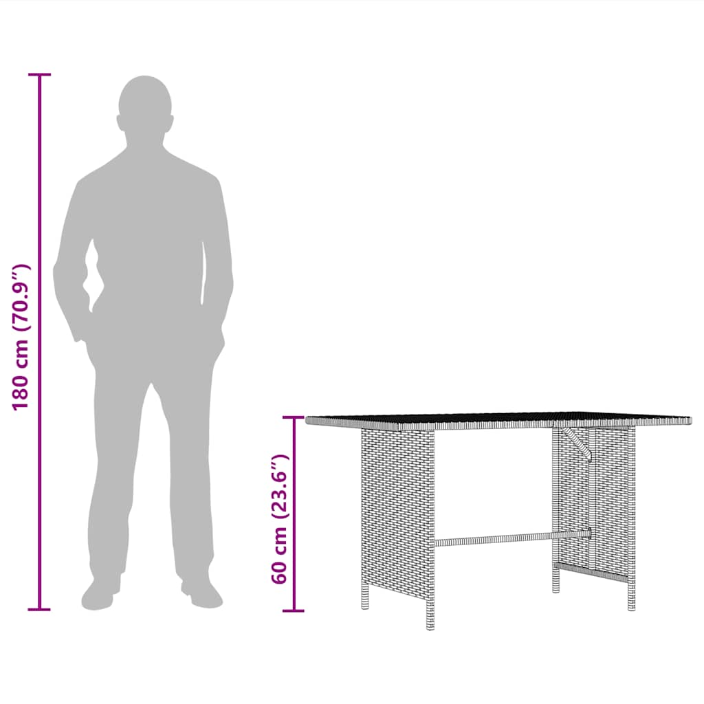 Tavolo da Pranzo da Giardino Grigio 110x70x65 cm in Polyrattan