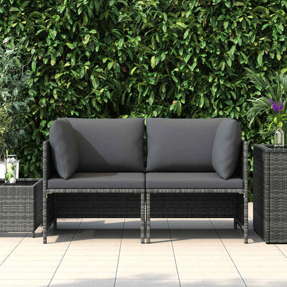 Divano da Giardino a 2 Posti con Cuscini in Polyrattan Grigio | homemem39