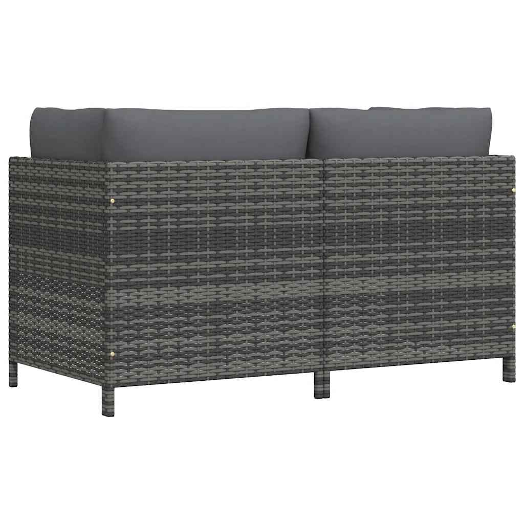 Divano da Giardino a 2 Posti con Cuscini in Polyrattan Grigio | homemem39