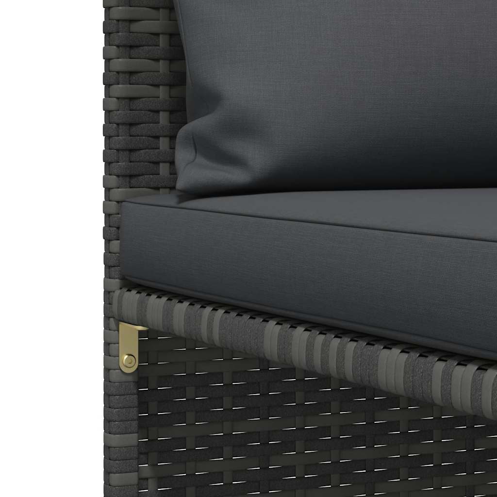 Divano da Giardino a 3 Posti con Cuscini in Polyrattan Grigio