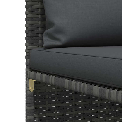Divano da Giardino a 3 Posti con Cuscini in Polyrattan Grigio