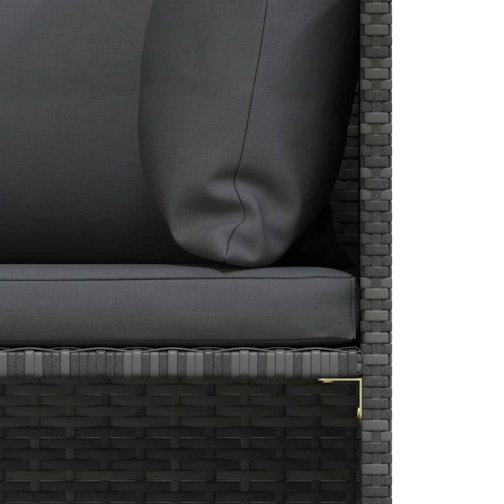 Divano da Giardino a 3 Posti con Cuscini in Polyrattan Grigio