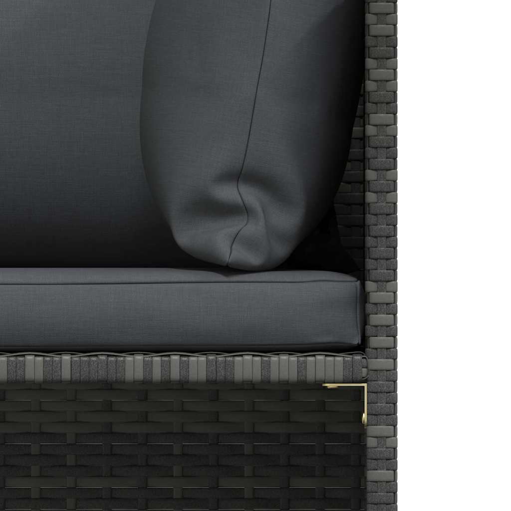 Divano da Giardino a 3 Posti con Cuscini in Polyrattan Grigio