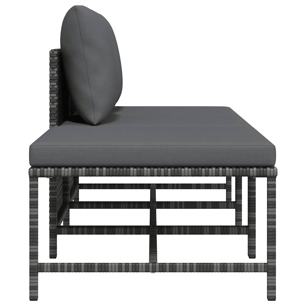 Set Divani da Giardino 3 pz con Cuscini Grigio in Polyrattan