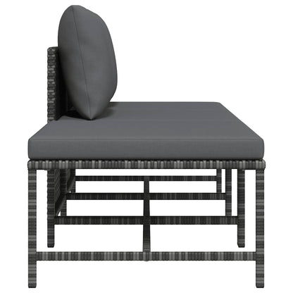 Set Divani da Giardino 3 pz con Cuscini Grigio in Polyrattan