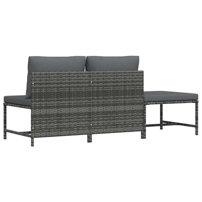 Set Divani da Giardino 3 pz con Cuscini Grigio in Polyrattan
