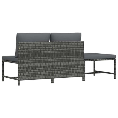 Set Divani da Giardino 3 pz con Cuscini Grigio in Polyrattan