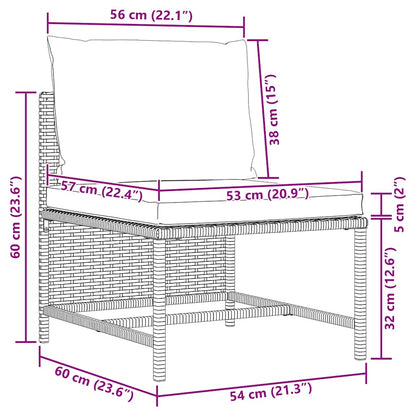 Set Divani da Giardino 3 pz con Cuscini Grigio in Polyrattan