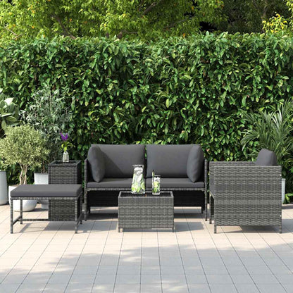 Set Divani da Giardino 4 pz con Cuscini in Polyrattan Grigio | homemem39