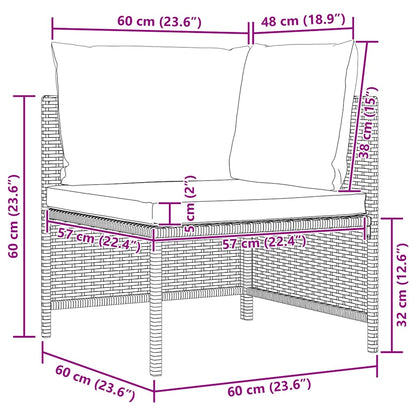 Set Divani da Giardino 4 pz con Cuscini in Polyrattan Grigio | homemem39