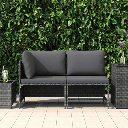 Set Divani da Giardino 2 pz con Cuscini in Polyrattan Grigio