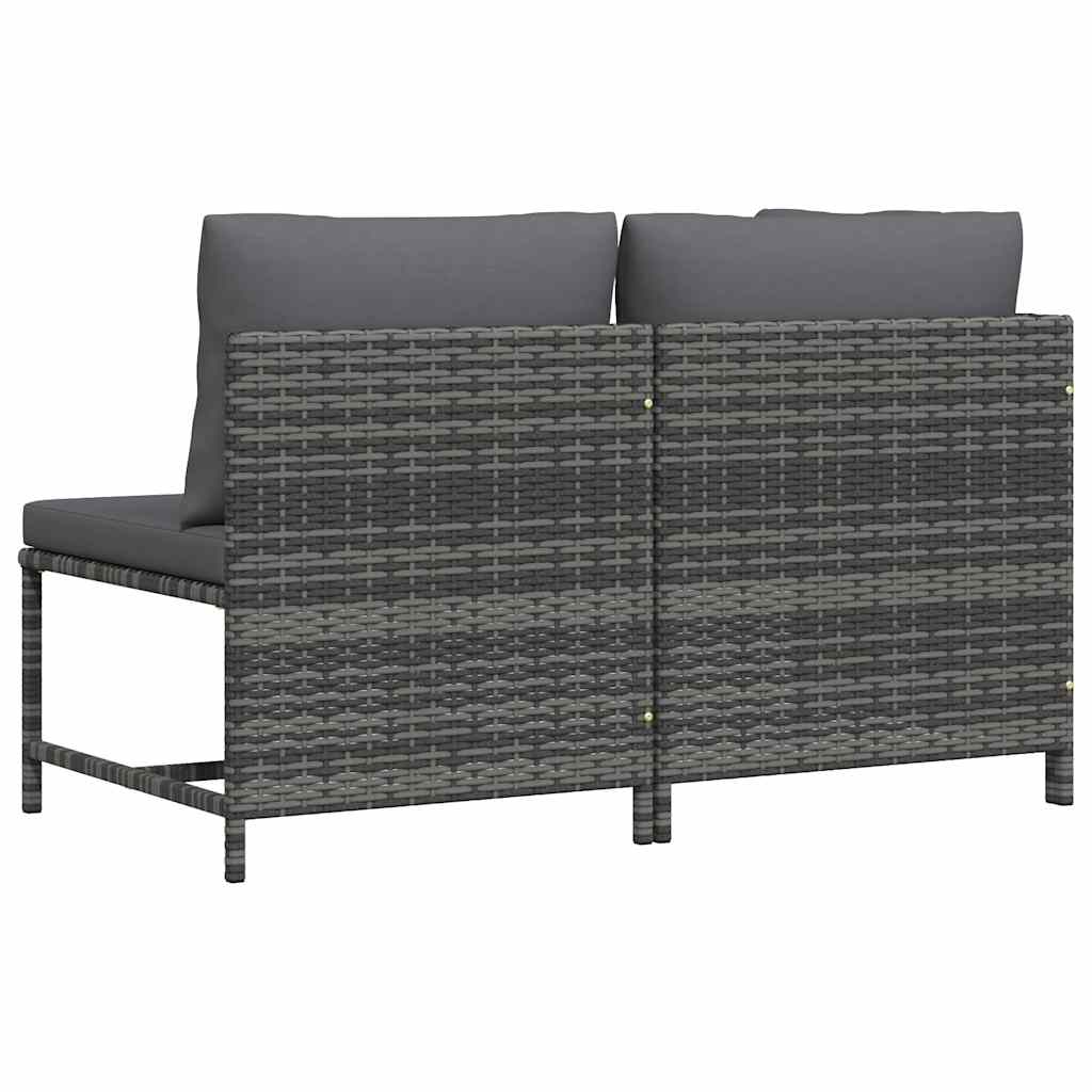 Set Divani da Giardino 2 pz con Cuscini in Polyrattan Grigio